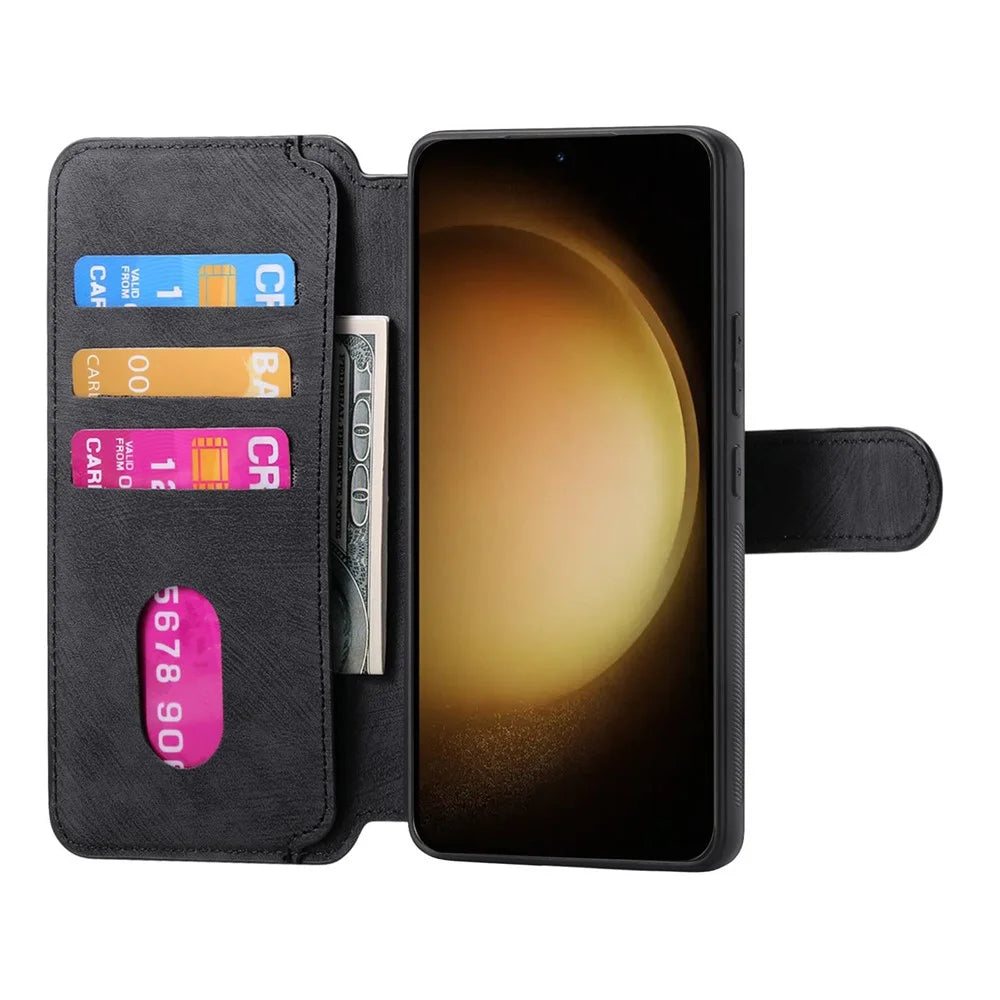 For Samsung Galaxy S23+ Magnetic Case CASENEO Detachable Leather Phone Wallet Cover - Black - 2