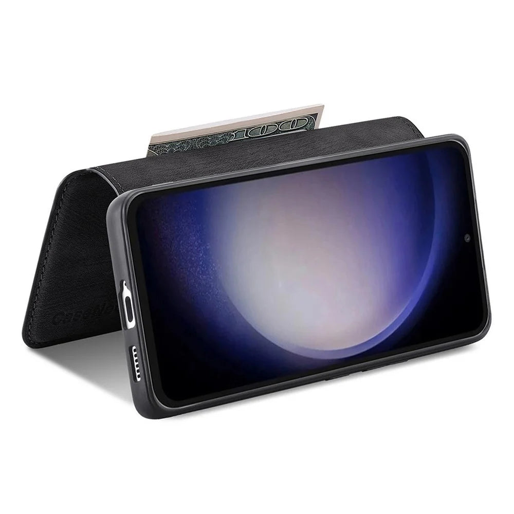 For Samsung Galaxy S23 FE Magnetic Case CASENEO Detachable Leather Phone Wallet Cover - Black - 3