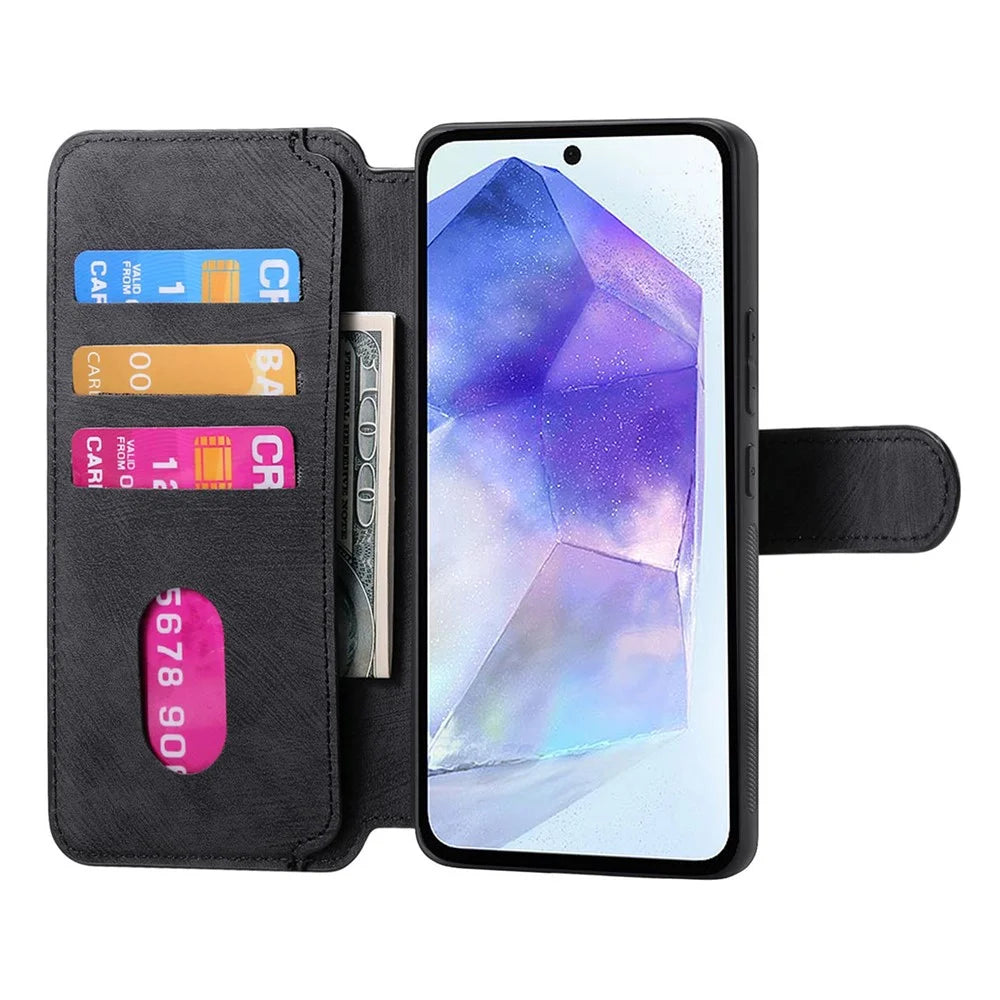 For Samsung Galaxy A55 5G Magnetic Case CASENEO Detachable Leather Phone Wallet Cover - Black - 2