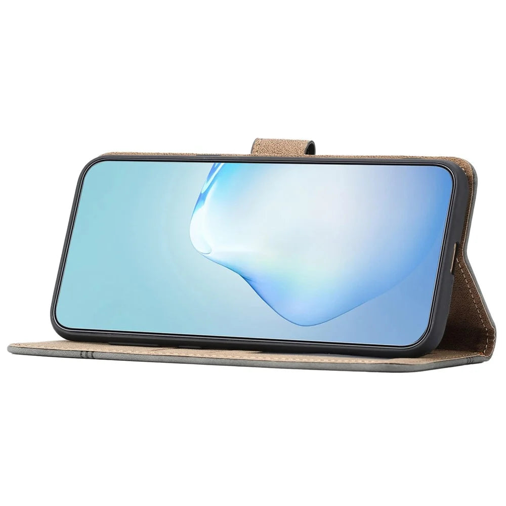 For Samsung Galaxy A53 5G PU Leather Business Wallet Phone Case Lines Imprinted Sand Flip Magnetic Protective Cover with Strap - Blue - 3
