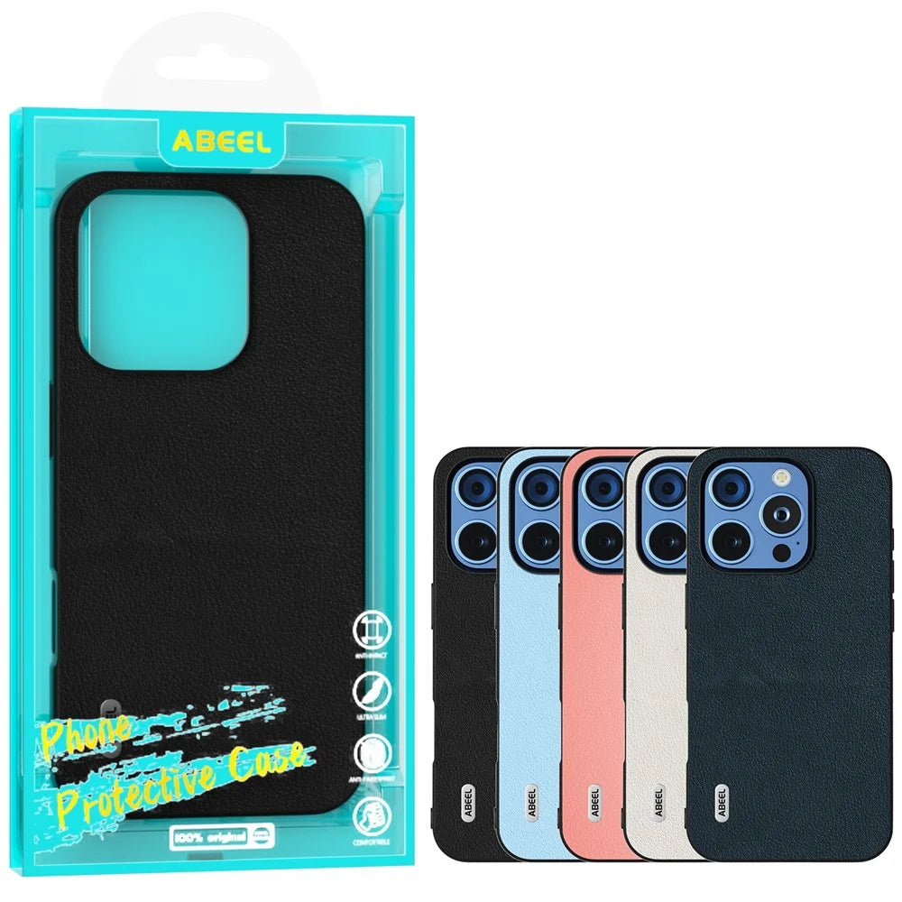 ABEEL For iPhone 16 Pro Case Anti-Scratch Genuine Cow Leather Back Phone Cover - Green - 6