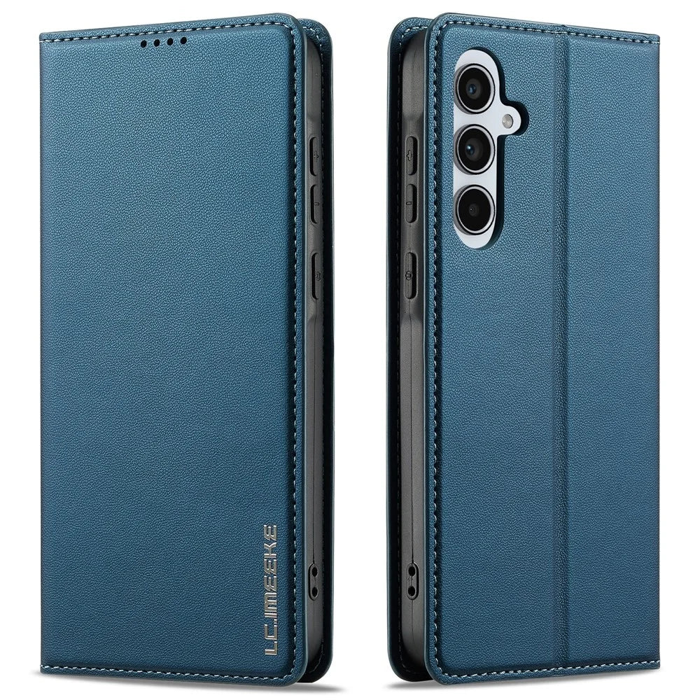 LC.IMEEKE L1 Series for Samsung Galaxy A15 5G Case PU Leather Wallet Stand Protective Phone Cover - Blue - 1