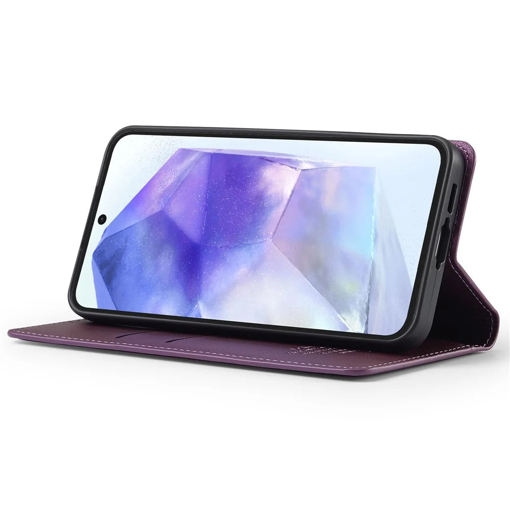 LC.IMEEKE L1 Series for Samsung Galaxy A14 4G / 5G Case PU Leather Wallet Stand Protective Phone Cover - Purple - 3