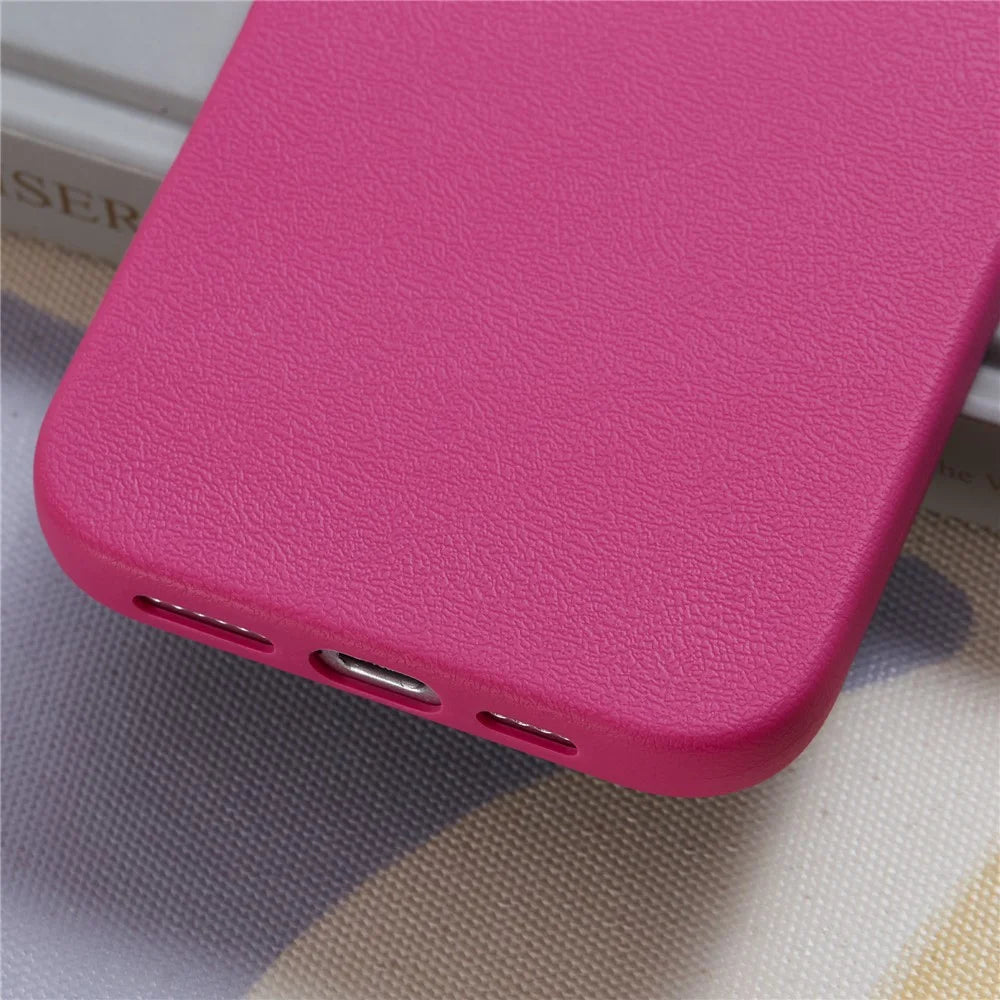 For iPhone 16 Pro Max Case Litchi Texture TPU Shockproof Phone Cover - Rose - 6