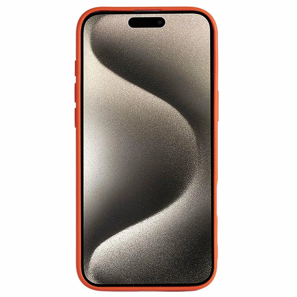 For iPhone 16 Plus Case Litchi Texture TPU Shockproof Phone Cover - Orange - 2