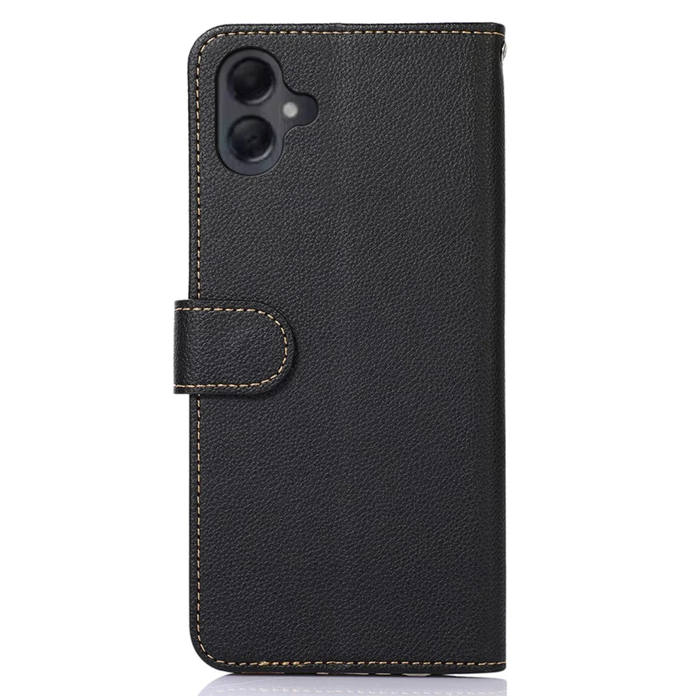 KHAZNEH For Samsung Galaxy A06 4G Case RFID Blocking Wallet PU Leather Phone Cover - Black - 7