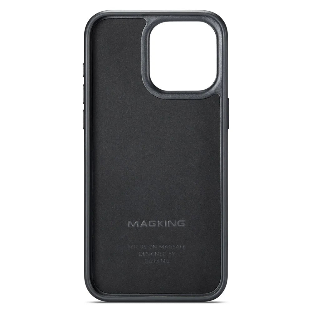 MAGKING K1 Series For iPhone 14 Pro Max Magnetic Case PC+TPU+PU Leather Shockproof Phone Cover - Brown - 4