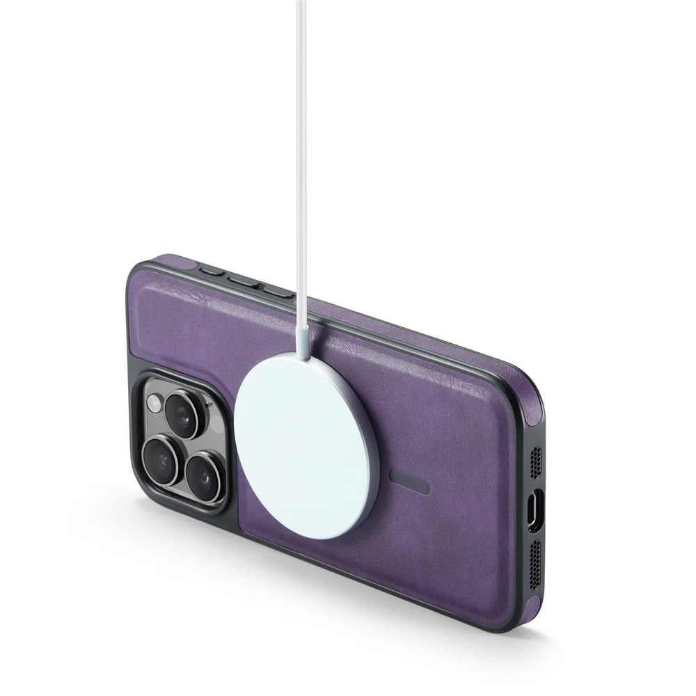 MAGKING K1 Series For iPhone 14 Pro Magnetic Case PC+TPU+PU Leather Shockproof Phone Cover - Purple - 3