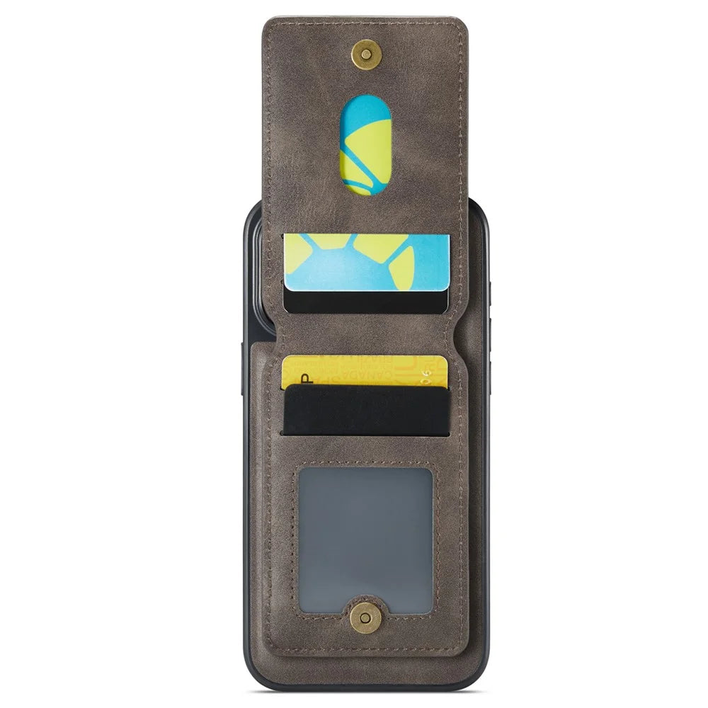 MAGKING K1 Series For iPhone 13 Pro Max Magnetic Case PC+TPU+PU Phone Cover with Card Holder Kickstand - Coffee - 2