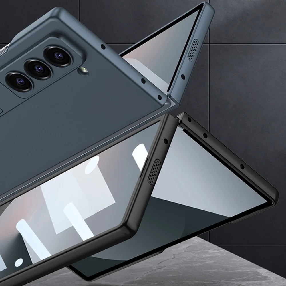 GKK For Samsung Galaxy Z Fold6 5G Case Kickstand Ultra Thin PC Phone Cover with Screen Film - Black - 5