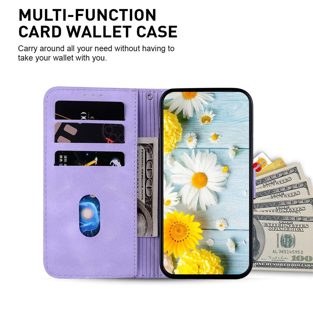 For Samsung Galaxy A16 5G / A16 4G Case Lily Flower Imprint Leather Phone Cover with Stand - Purple - 3