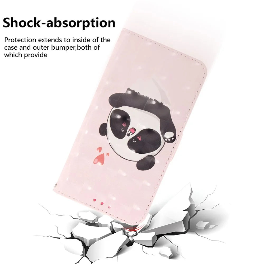 For Samsung Galaxy A16 5G / A16 4G Case Pattern Printing Leather Wallet Phone Cover - Love Heart Panda - 5