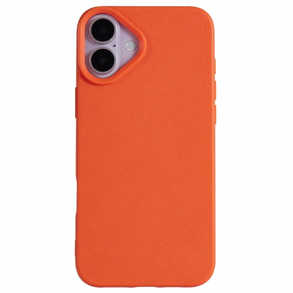 For iPhone 16 Case Litchi Texture TPU Shockproof Phone Cover - Orange - 1