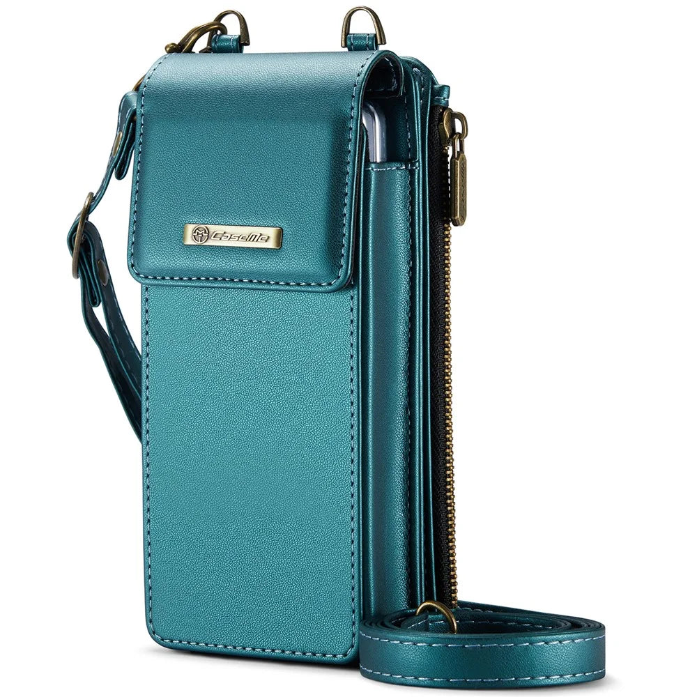 CASEME ME50 Phone Shoulder Bag for Samsung Galaxy Z Fold7 5G / Z Fold6 5G / Z Fold5 5G / Z Fold4 5G / Z Fold3 5G RFID Blocking Leather Pouch - Blue - 4