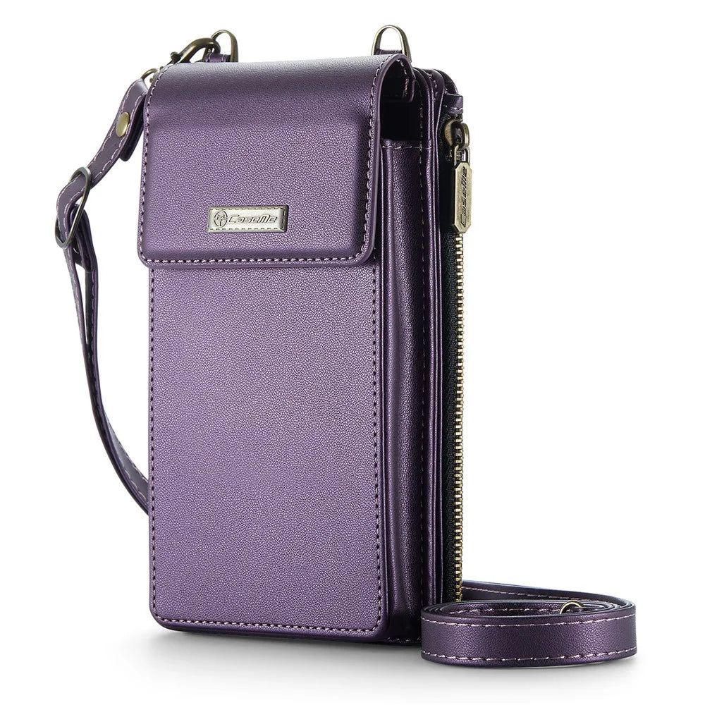 CASEME ME50 PU Leather Crossbody Phone Bag RFID Blocking Wallet Universal Phone Bag - Purple - 4