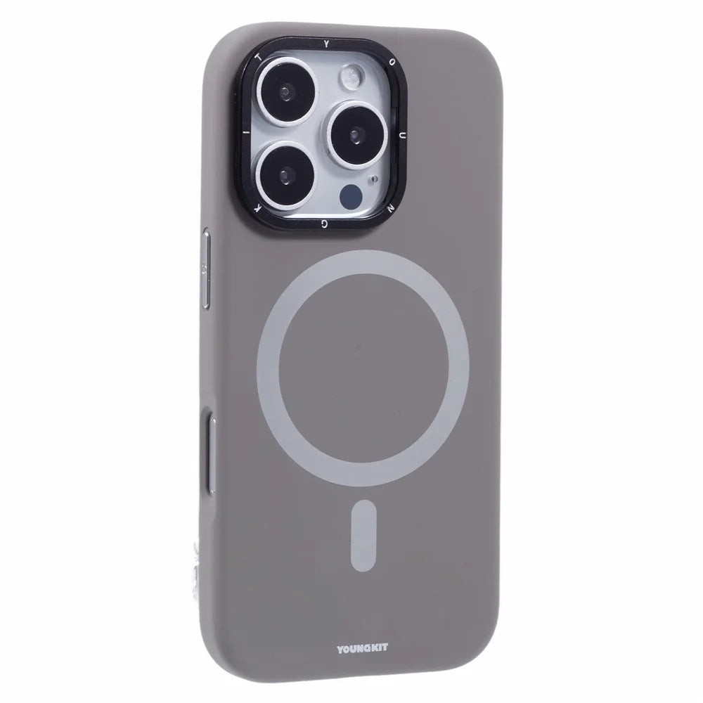 YOUNGKIT For iPhone 16 Pro Max Case Compatible with MagSafe Lens Kickstand Silicone Phone Cover - Grey - 1