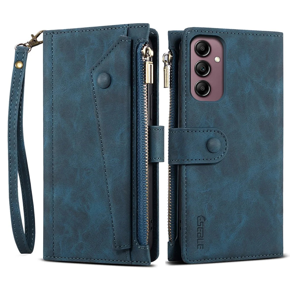 ESEBLE Star Series For Samsung Galaxy A16 5G / A16 4G Case Zipper Wallet Leather Stand Phone Cover - Blue - 1