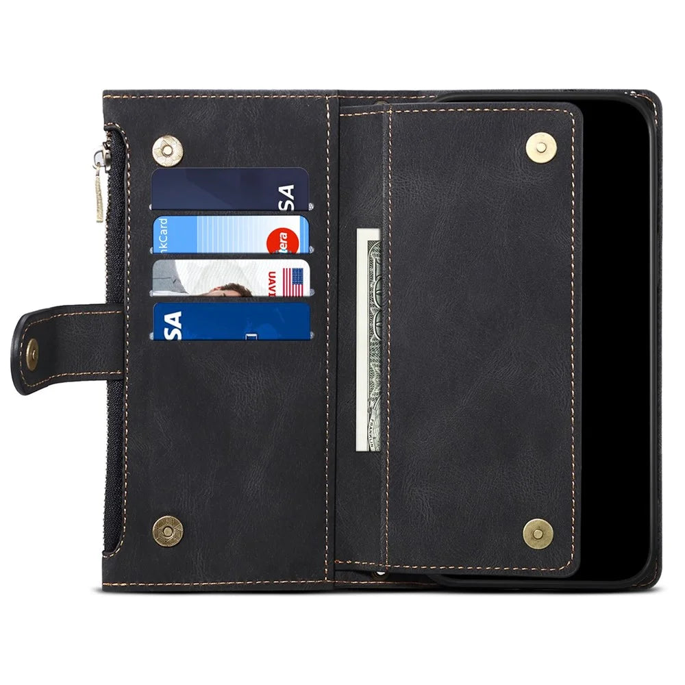 ESEBLE Star Series For Google Pixel 9 / Pixel 9 Pro Case Zipper Wallet Leather Stand Phone Cover - Black - 4