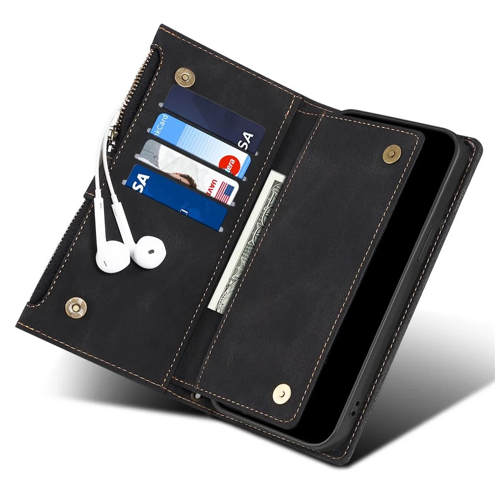 ESEBLE Star Series For Google Pixel 9 / Pixel 9 Pro Case Zipper Wallet Leather Stand Phone Cover - Black - 5