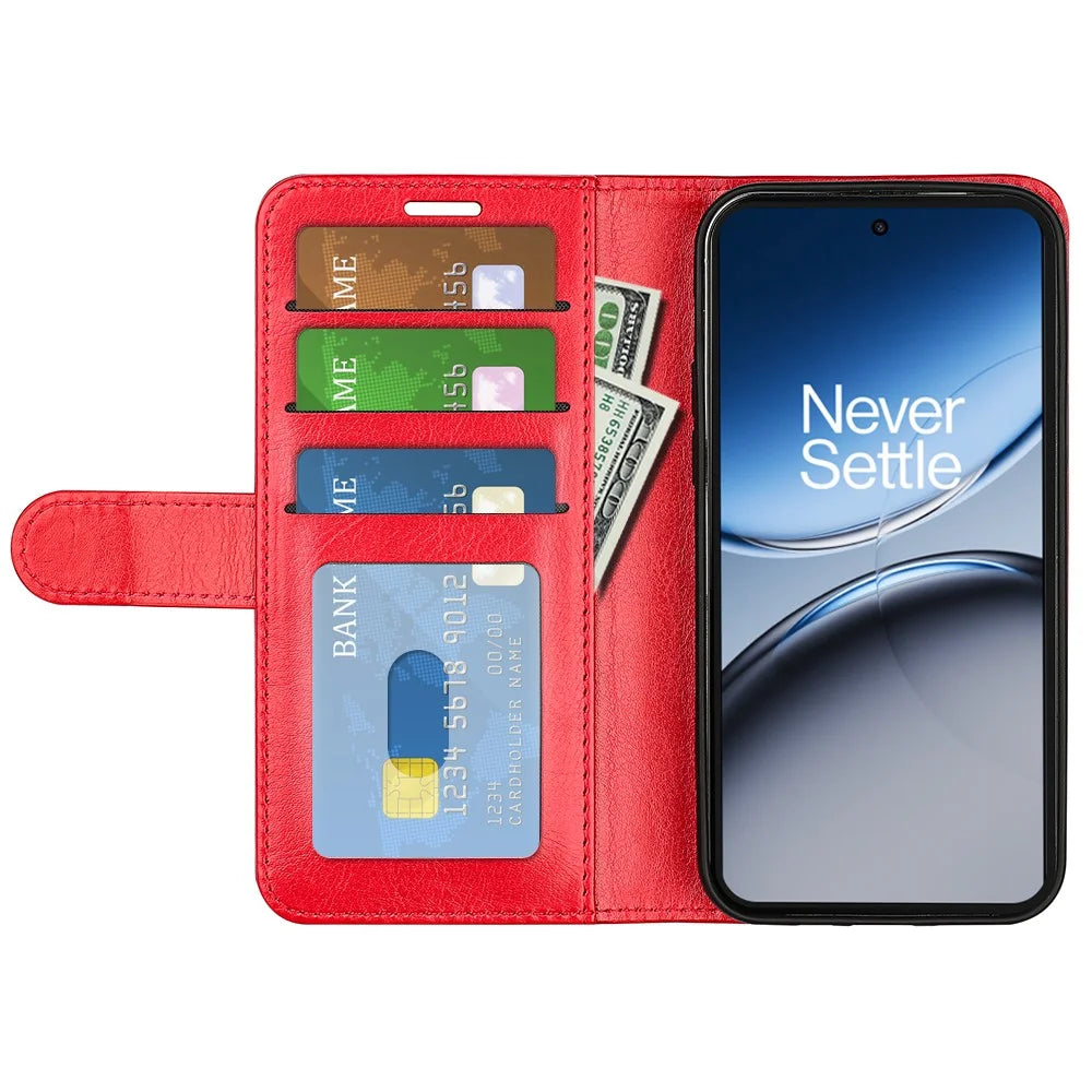 For OnePlus Nord 4 Wallet Case Crazy Horse Texture Stand Leather Phone Cover - Red - 2