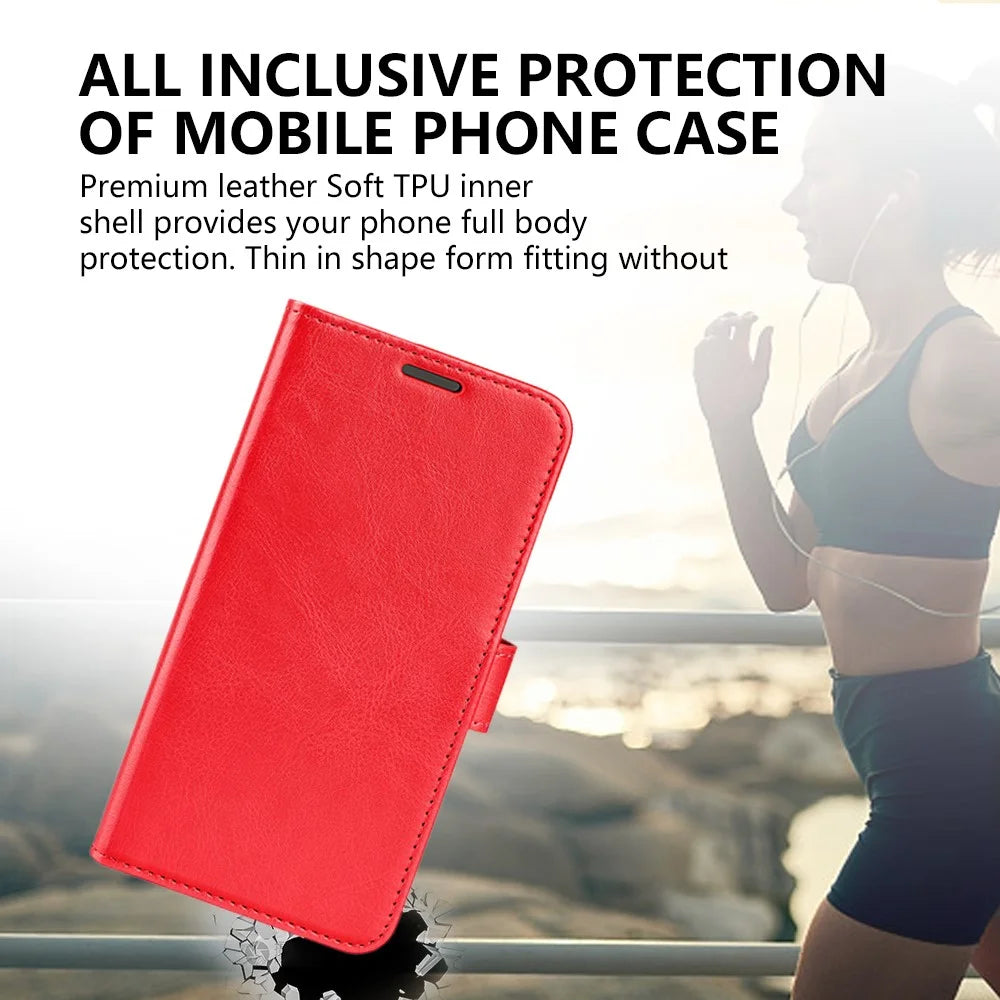 For OnePlus Nord 4 Wallet Case Crazy Horse Texture Stand Leather Phone Cover - Red - 6