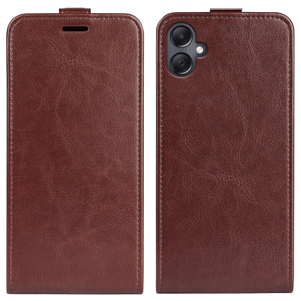 For Samsung Galaxy A06 4G Case with Card Slots Vertical Flip Leather Phone Cover - Brown - 1