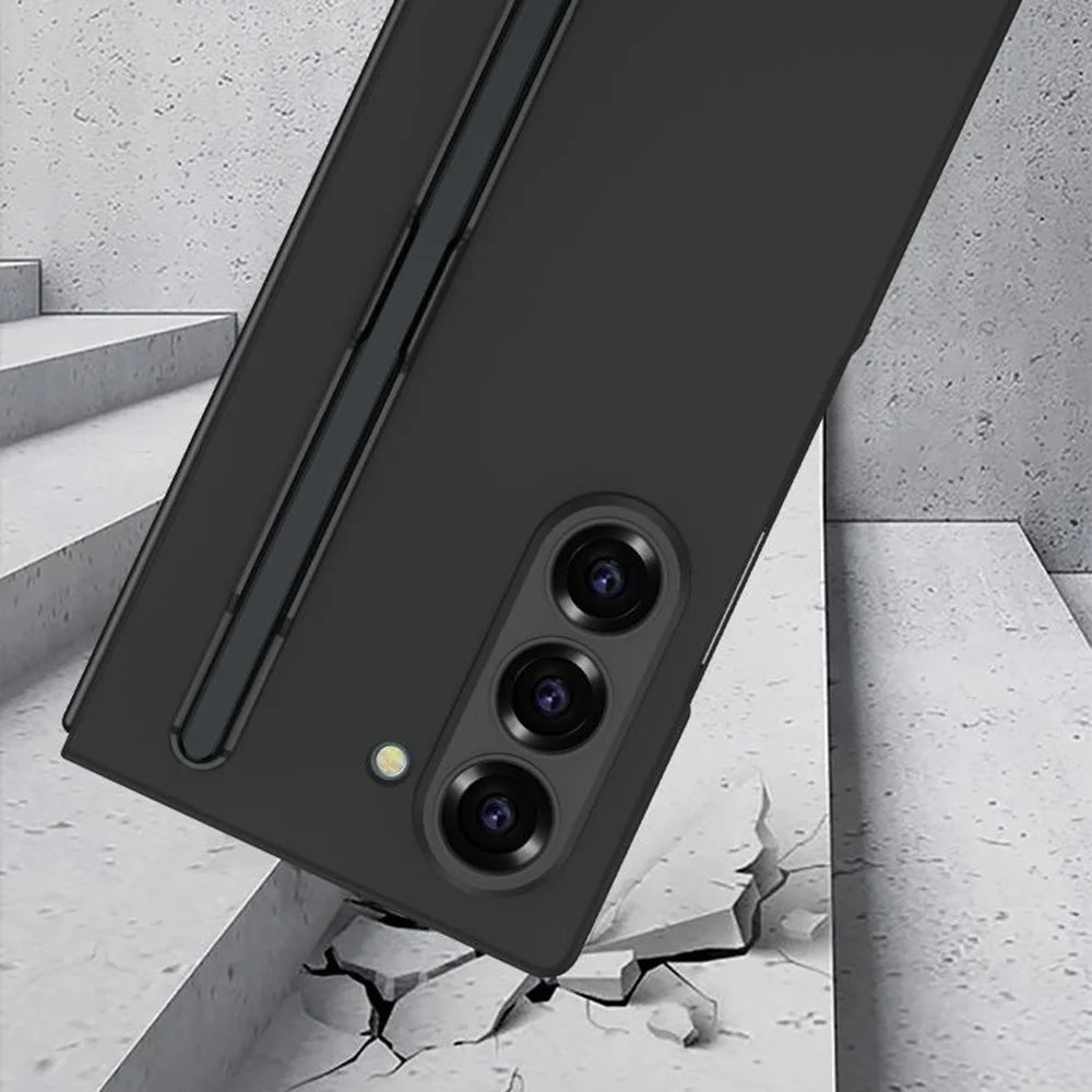 GKK For Samsung Galaxy Z Fold6 5G Case Anti-Drop Pencil Slot PC Phone Cover with Screen Film - Black - 3