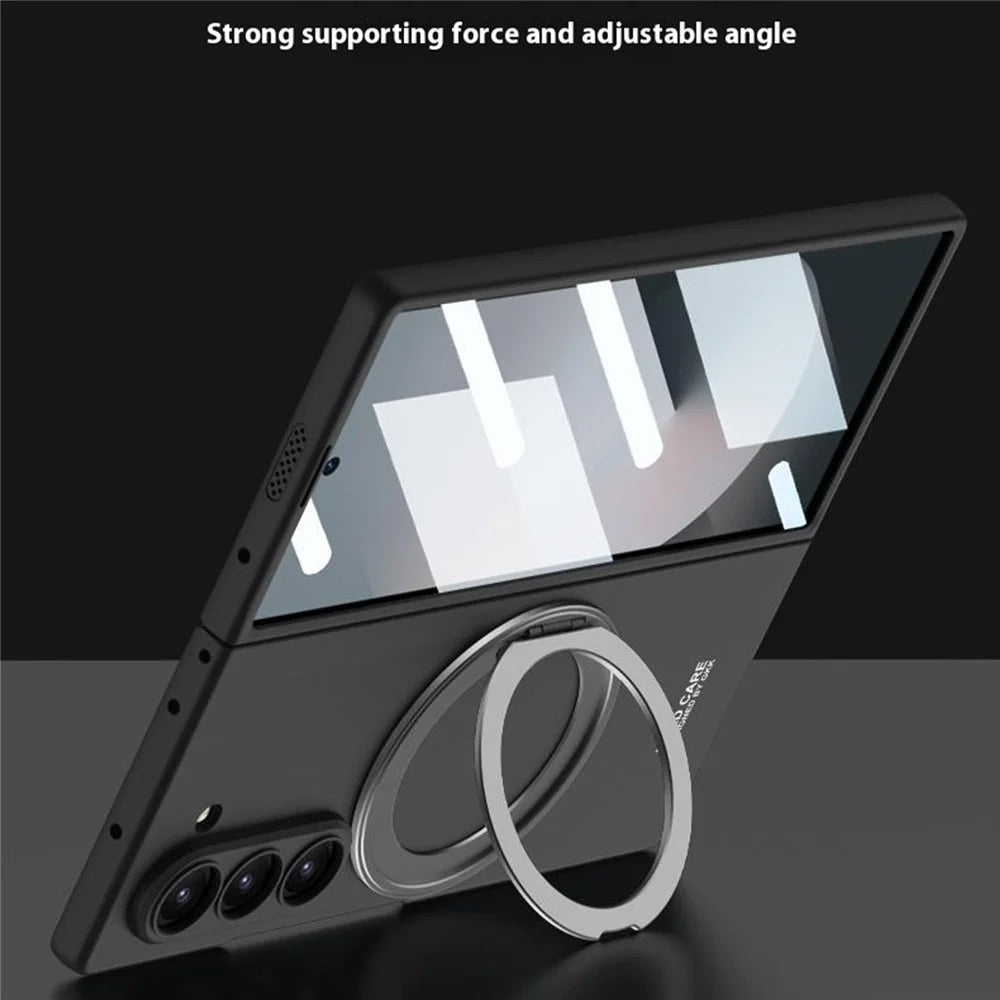 GKK For Samsung Galaxy Z Fold6 5G Kickstand Case Magnetic PC Phone Cover with Screen Film - Black - Black - 2