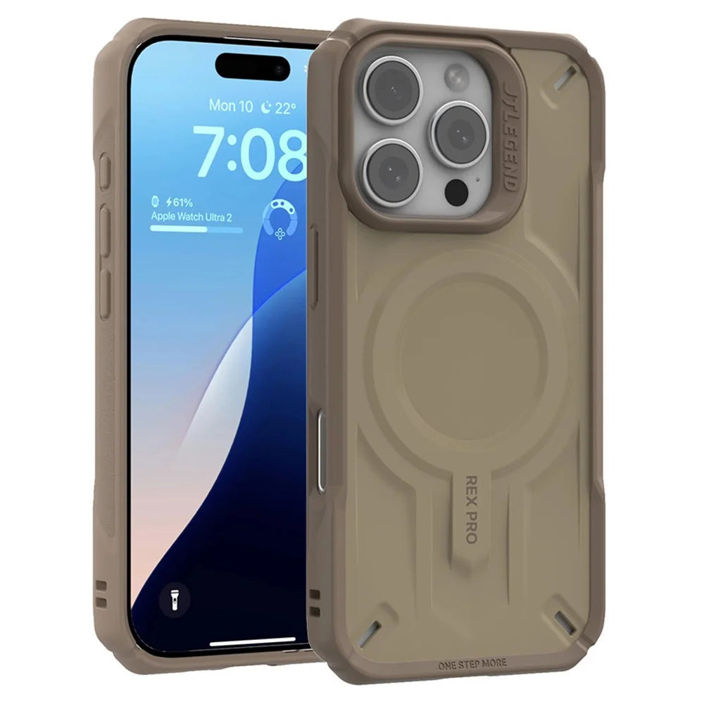 JTLEGEND REX Pro Kooling Mag Series For iPhone 16 Pro Magnetic Case PC+TPU Shockproof Phone Cover - Khaki - 1