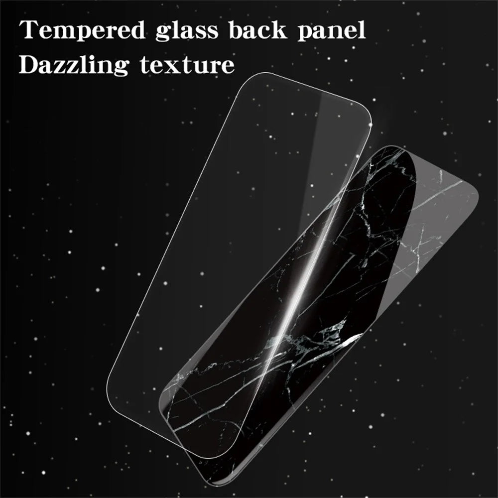 For iPhone 16 Pro Case Marble Pattern Tempered Glass + PC + TPU Protective Phone Cover - Emerald Marble - 4
