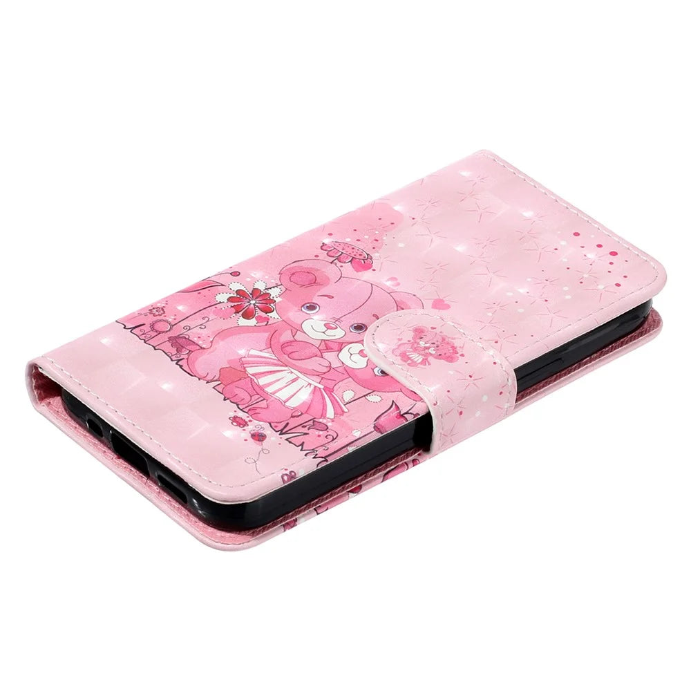 For Samsung Galaxy A08 5G / A08 4G / A07 4G / A06 4G / A06 5G Case 3D Pattern Printed Phone Leather Phone Cover - Bears - 4