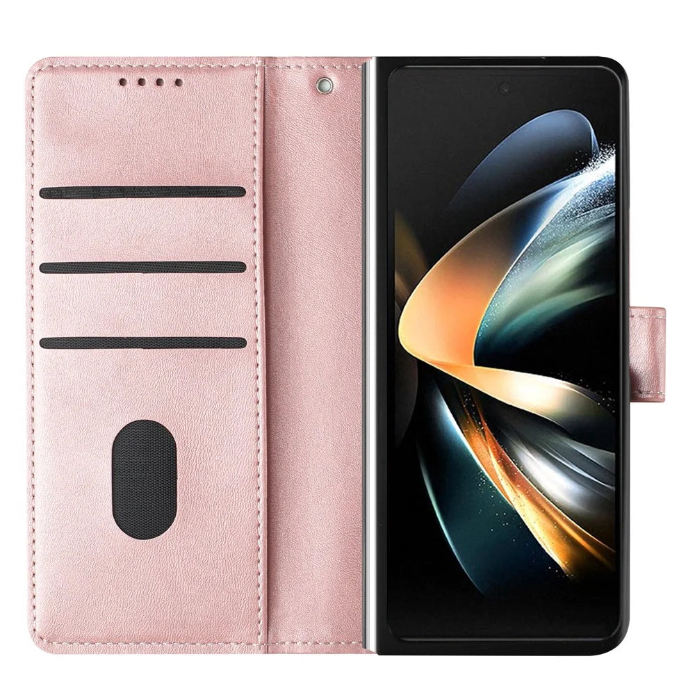For Samsung Galaxy Z Fold6 5G Case Stand Wallet Folio PU Leather Phone Cover - Rose Gold - 3
