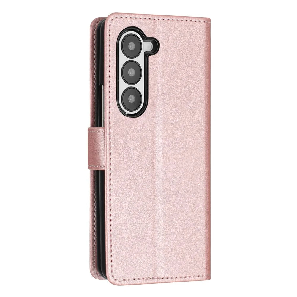 For Samsung Galaxy Z Fold6 5G Case Stand Wallet Folio PU Leather Phone Cover - Rose Gold - 6