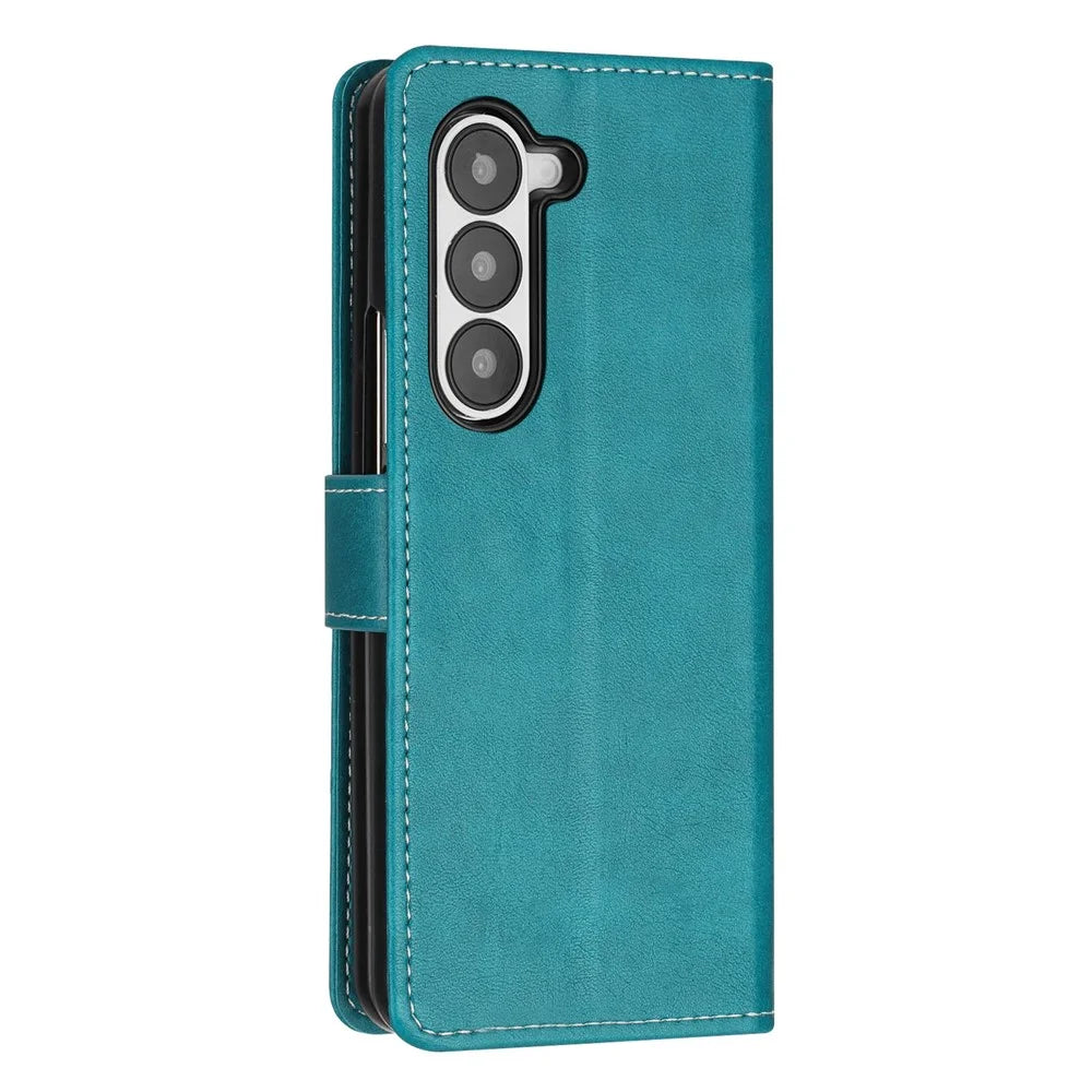 For Samsung Galaxy Z Fold5 5G Case Stand Wallet Folio PU Leather Phone Cover - Green - 6