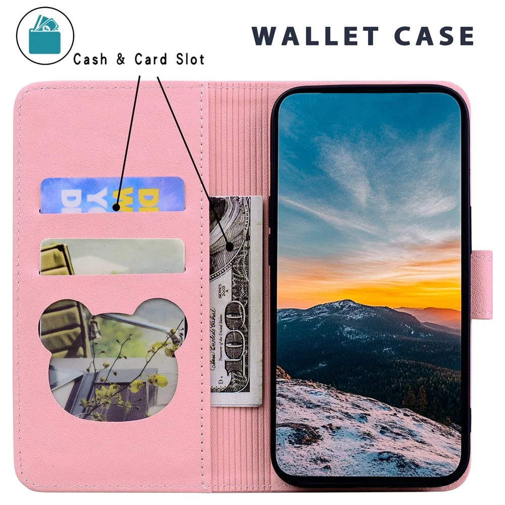 For Google Pixel 7a Case Wallet Cat Pattern Imprinted Leather Phone Cover - Pink - 2