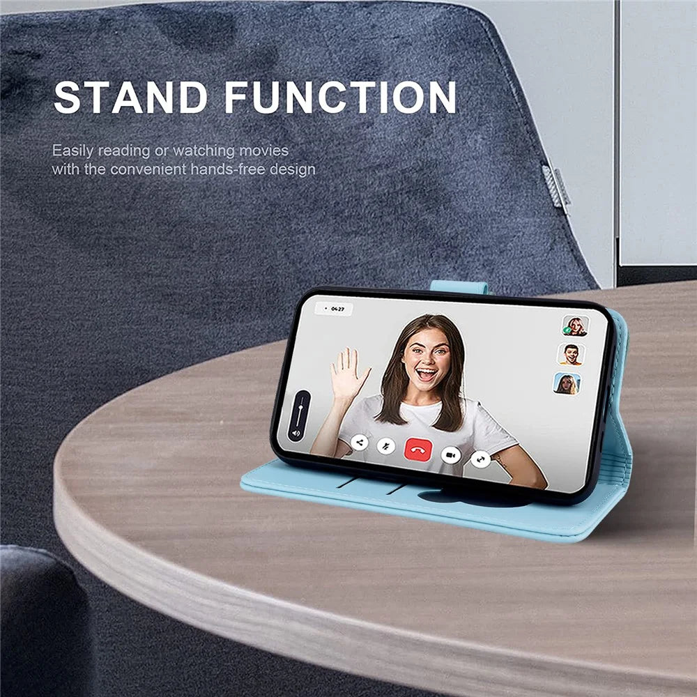 For Google Pixel 10 Pro / Pixel 10 / Pixel 9 Pro / Pixel 9 Case Wallet Cat Pattern Imprinted Leather Phone Cover - Sky Blue - 6