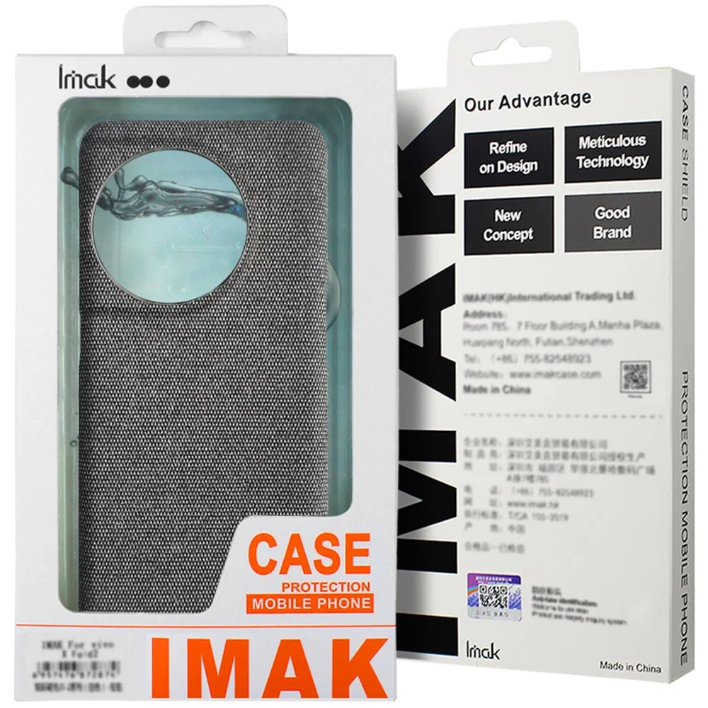 IMAK Ruiyi Series for iPhone 16 Case Fabric Texture Leather+PC Phone Back Cover - Black - 6