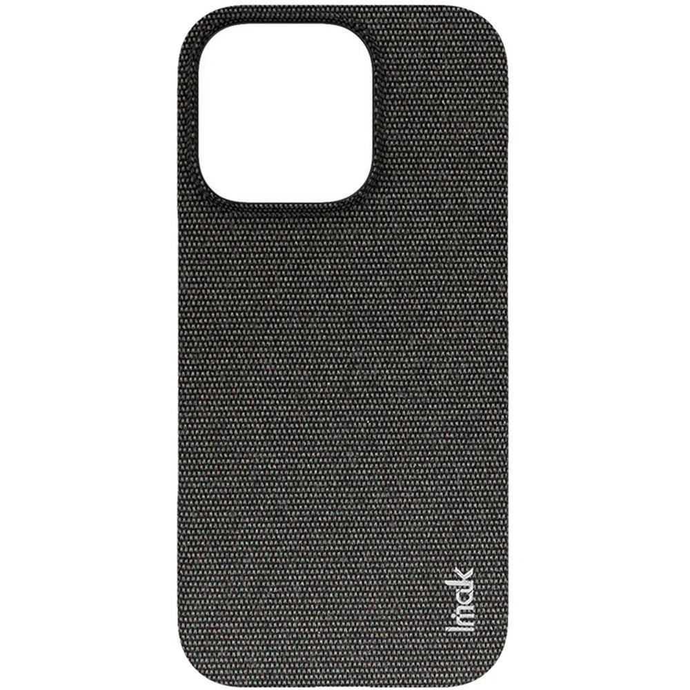 IMAK Ruiyi Series for iPhone 16 Pro Case Fabric Texture Leather+PC Phone Back Cover - Black - 3