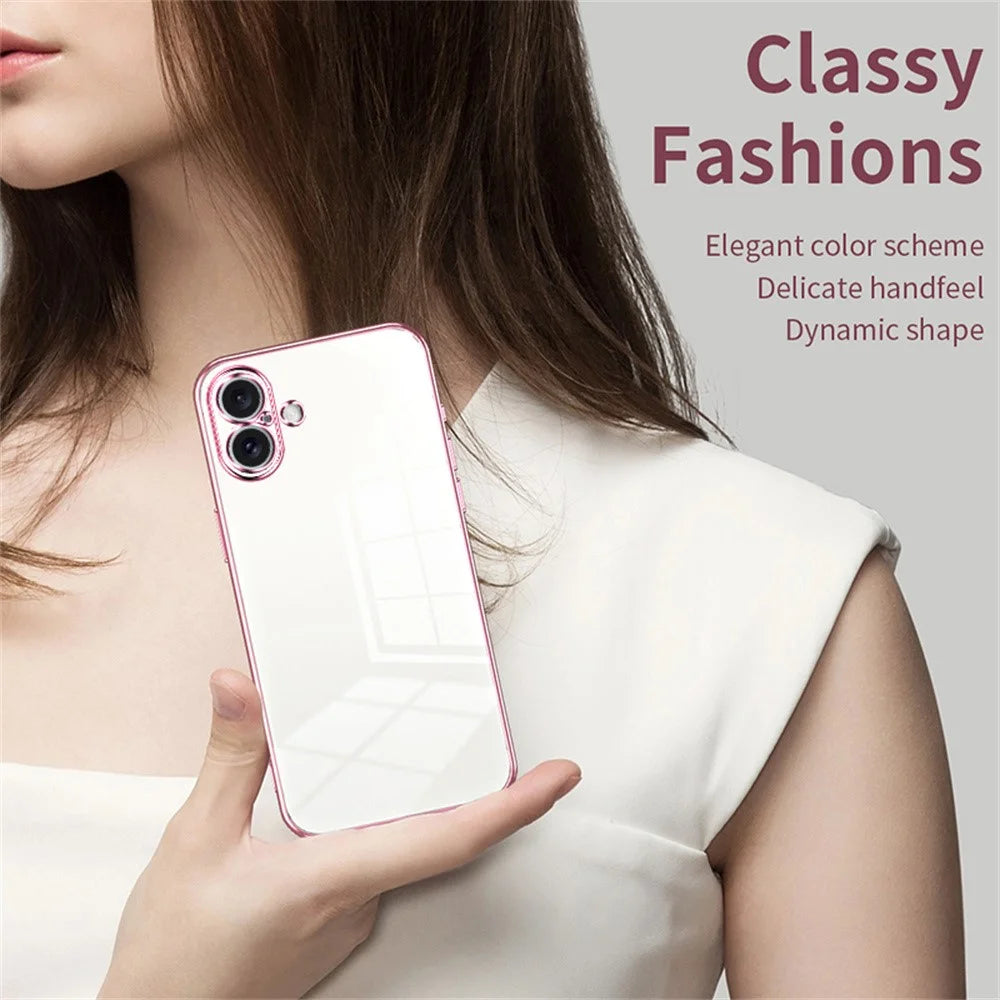 For iPhone 16 Plus Case Electroplating Frame Soft TPU Phone Cover - Gold - 4