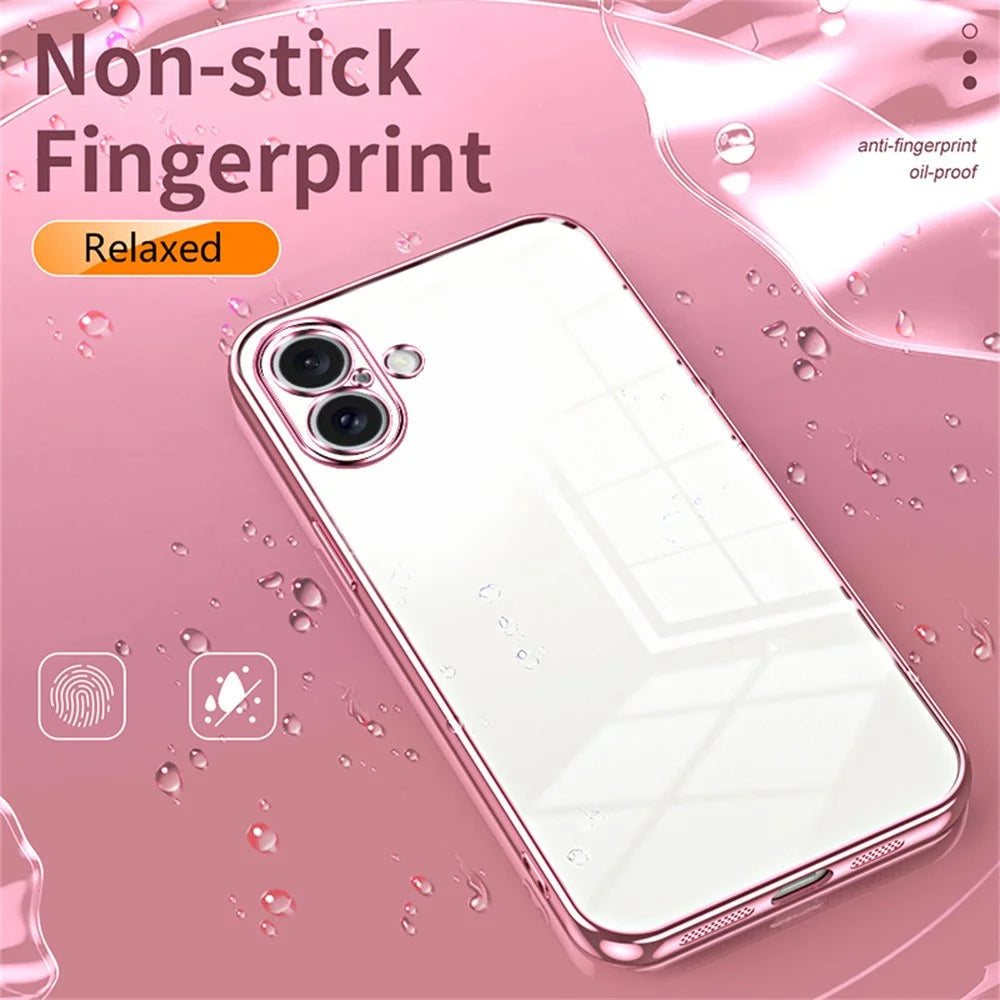 For iPhone 16 Plus Case Electroplating Frame Soft TPU Phone Cover - Gold - 5