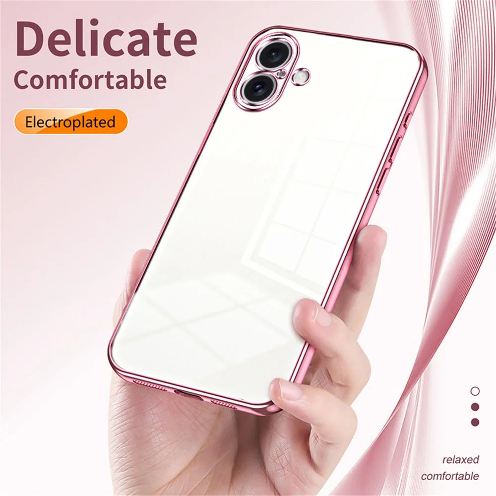 For iPhone 16 Plus Case Electroplating Frame Soft TPU Phone Cover - Gold - 6