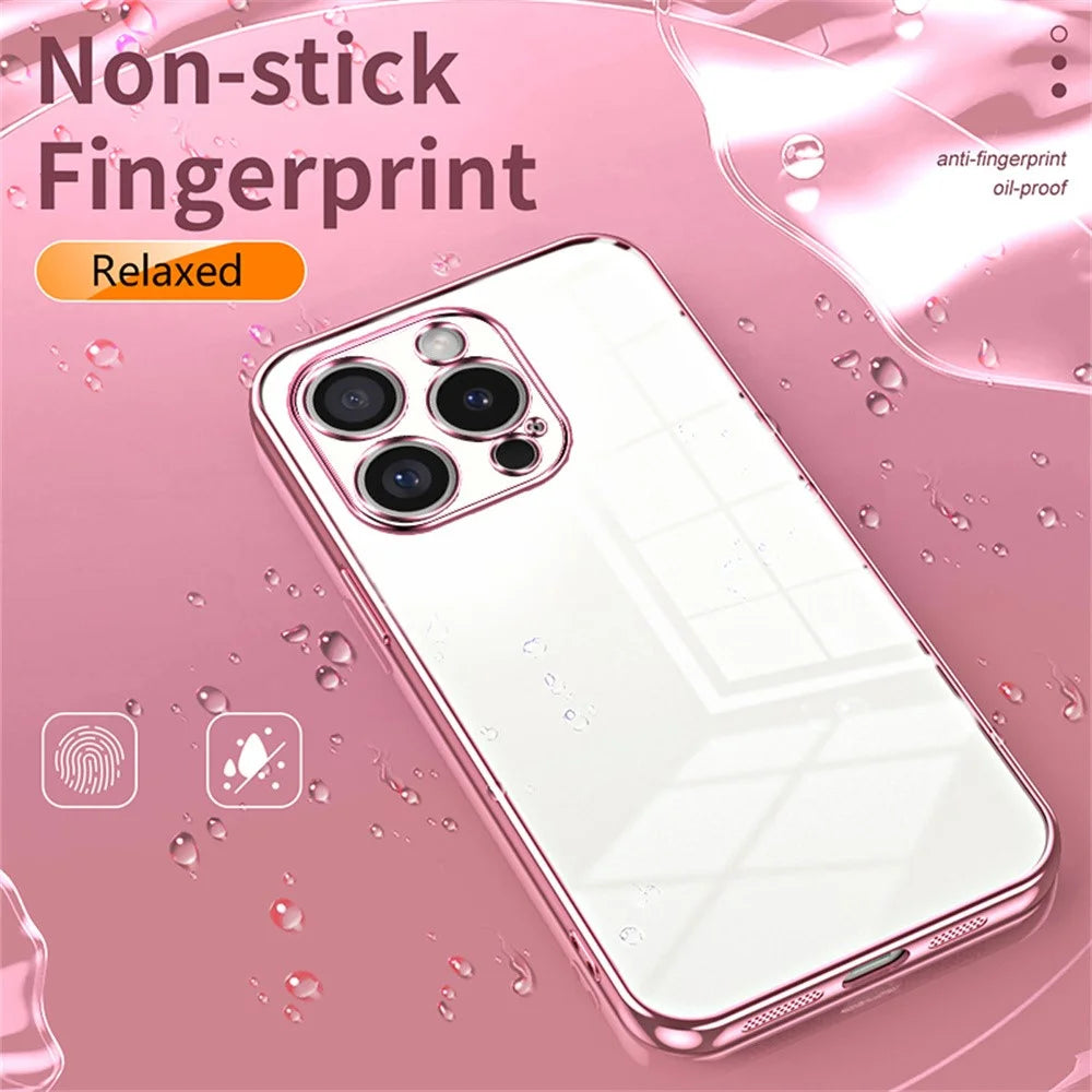 For iPhone 16 Pro Max Case Electroplating Frame Soft TPU Phone Cover - Gold - 5