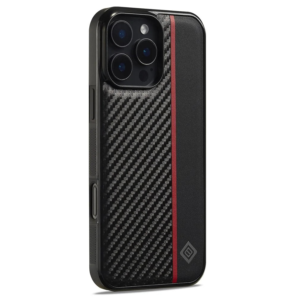 LC.IMEEKE For iPhone 16 Pro Max Case Carbon Fiber Texture Leather+TPU+EVA Phone Cover - 2