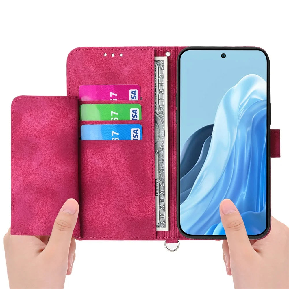 For Samsung Galaxy M35 5G Case Flower Pattern PU Leather Wallet Phone Cover with Strap - Wine Red - 2