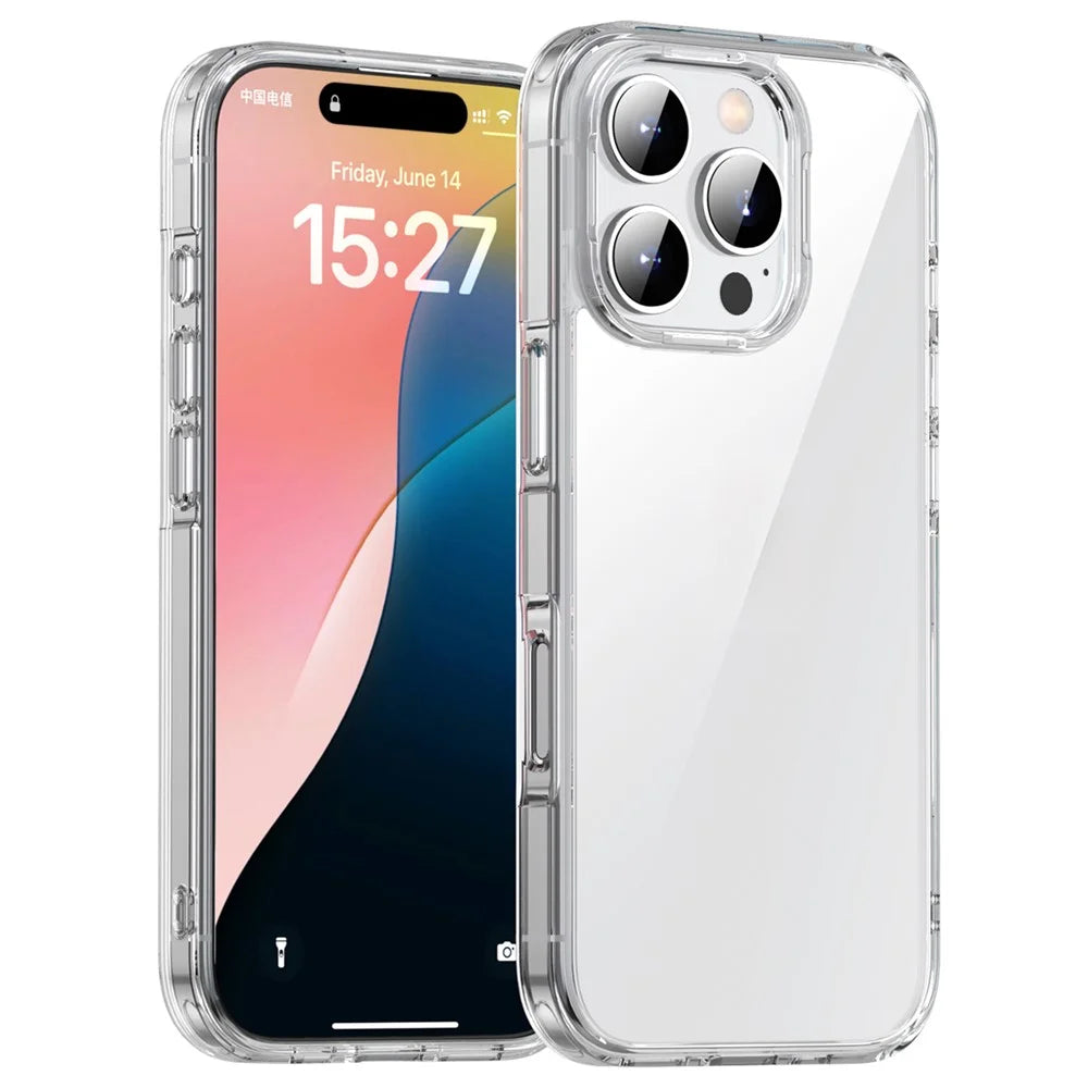 IPAKY For iPhone 16 Pro Max Clear Phone Case TPU + PC Slim Phone Back Cover - Transparent - 1