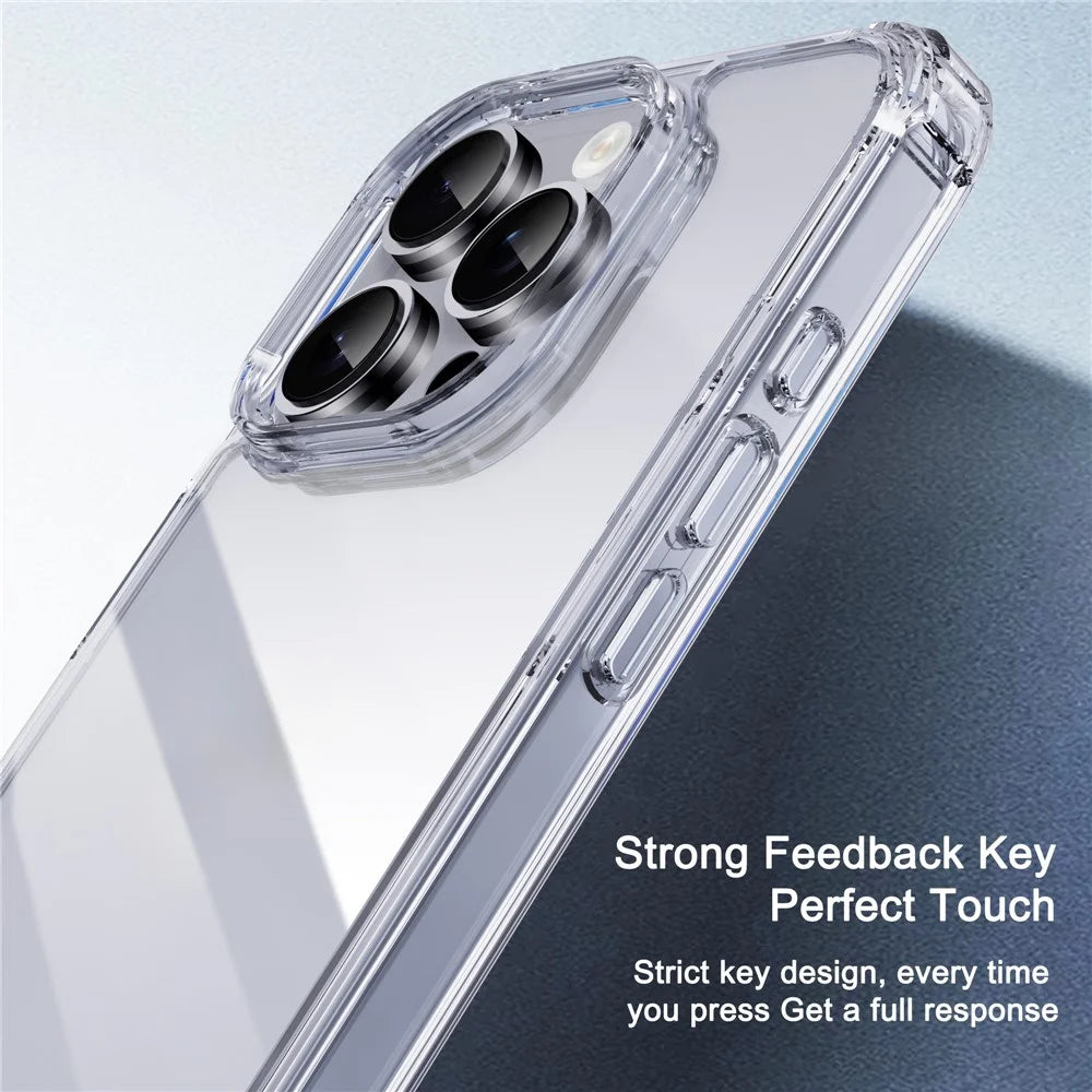 IPAKY For iPhone 16 Pro Clear Phone Case Four Corner Shockproof Slim Back Cover - 4