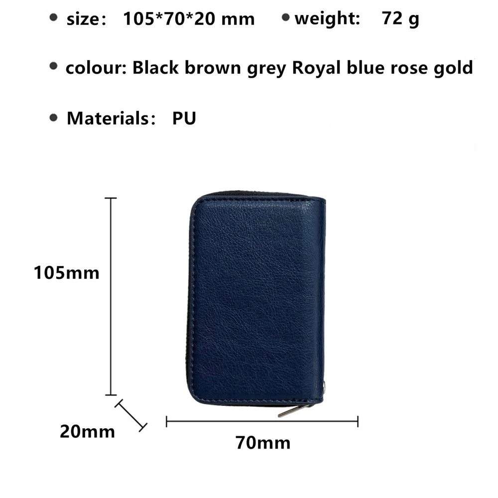 For Samsung Galaxy A33 5G Case Detachable Zipper Card Bag PU+TPU Kickstand Phone Case with Strap - Sapphire - 6