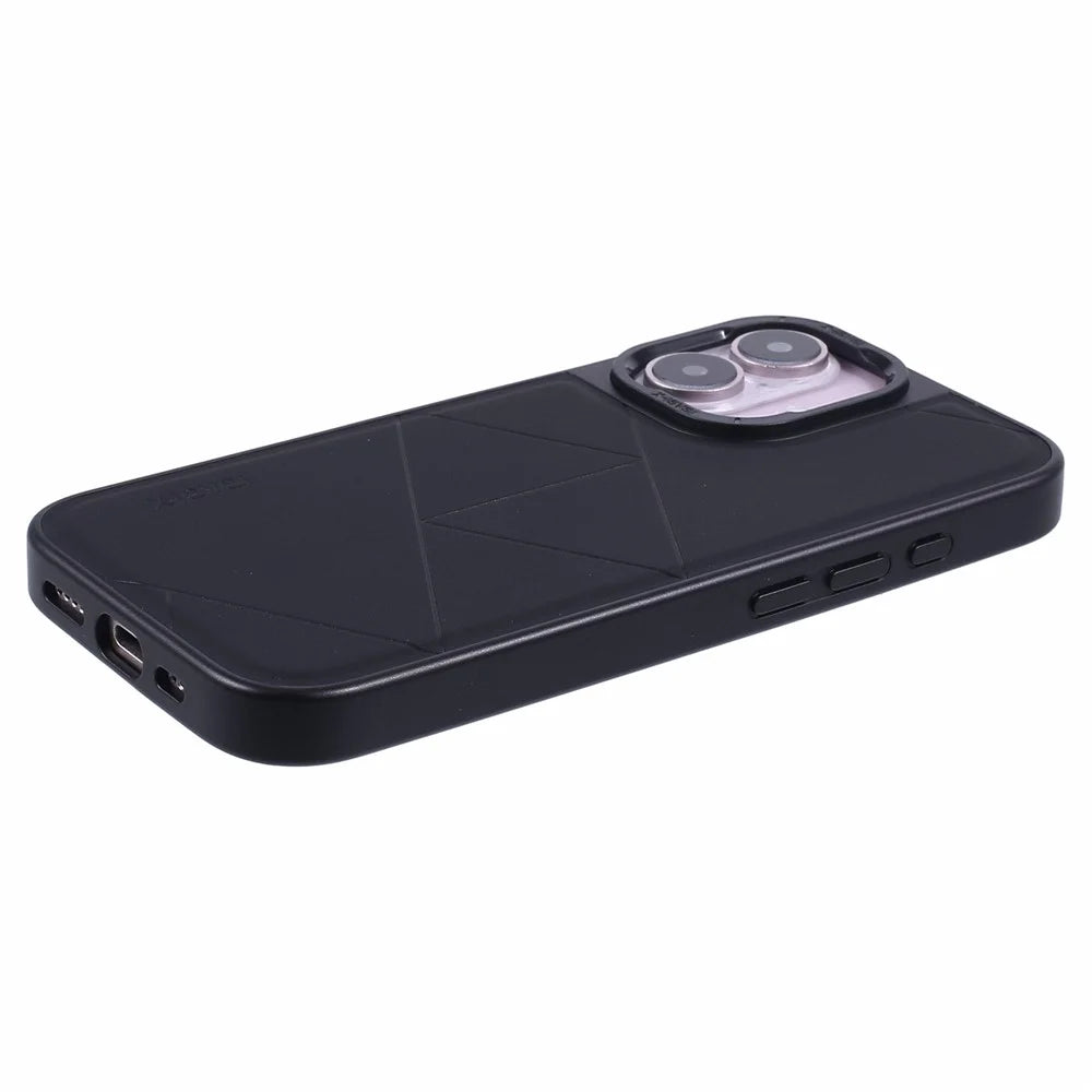 X-LEVEL For iPhone 16 Case Geometric PC+TPU+Leather Anti-Scratch Phone Cover - Black - 5