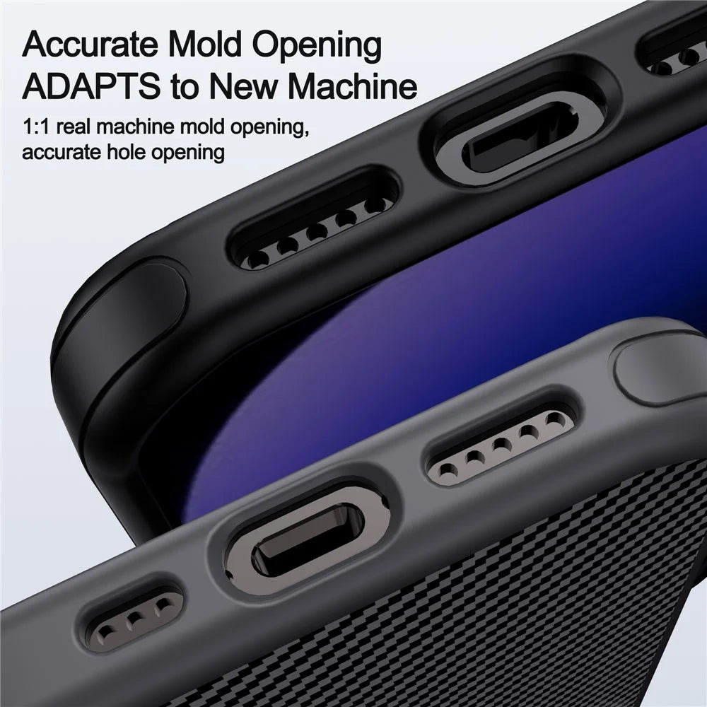 IPAKY For iPhone 16 Pro TPU Case Carbon Fiber Texture Phone Cover Metal Lens Frame - Black - 6