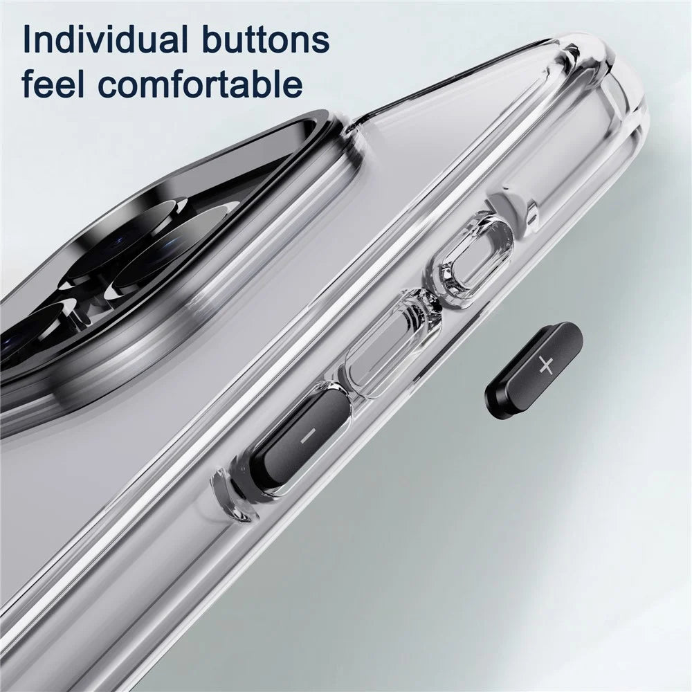 IPAKY For iPhone 16 Pro Clear Case Metal Lens Frame Shockproof TPU Phone Cover - Silver - 6